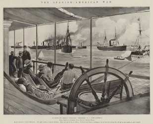 Der Spanisch-Amerikanische Krieg, an Bord des amerikanischen Truppenschiffs Berkshire, Nr. 9, mit Batterie 2